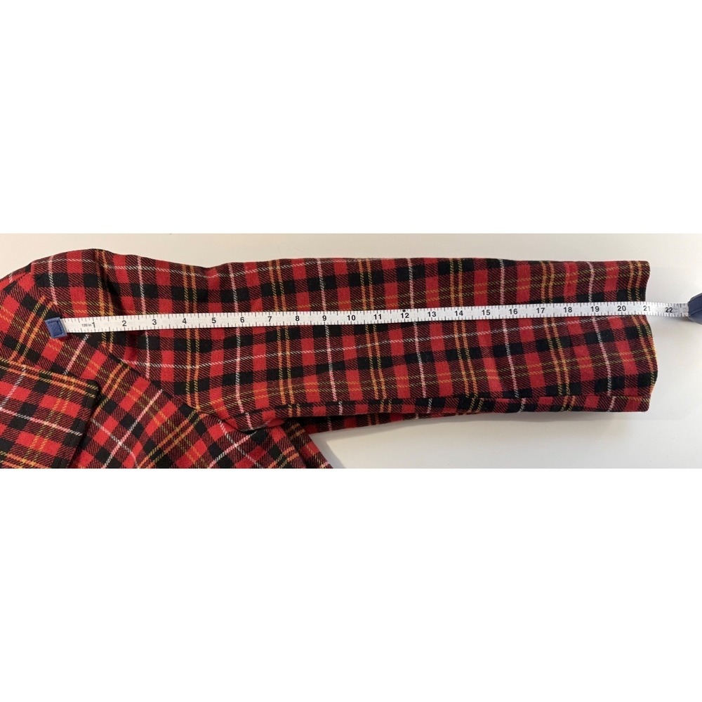 Vintage Compagnie Internationale Express Plaid Wool Blazer Red Black Cropped Med - Picture 8 of 8